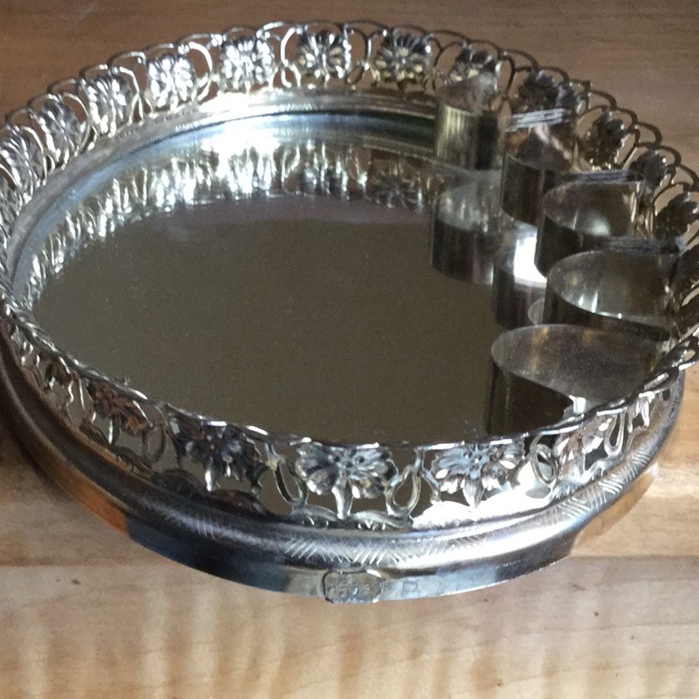 Mcm filigree shabby chic make up mirror tray whimsical decor farmhouse art